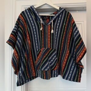VINTAGE FREE PEOPLE O/S BAJA FESTIVAL PONCHO WITH HOOD